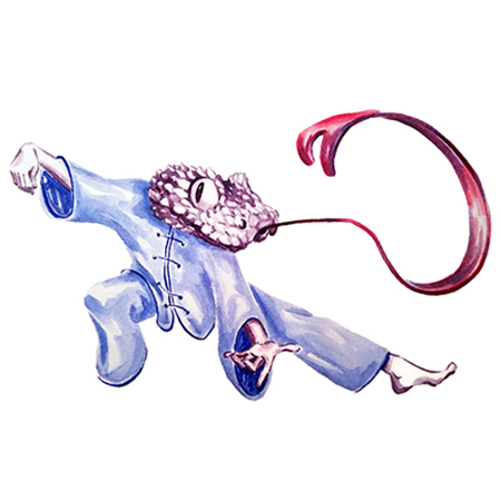 snake taichi watercolor illustration